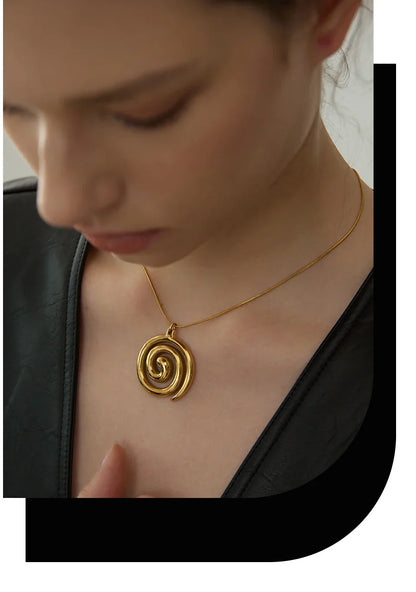 Trendy Stainless Steel Round Circle Pendant Necklace 18K PVD Plated Waterproof Statement Neck Jewelry Bijoux Femme New
