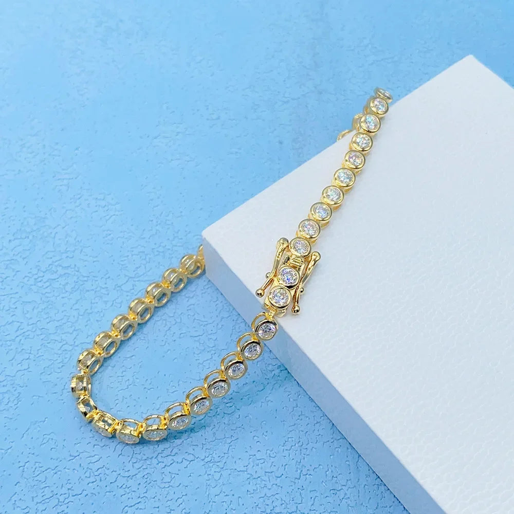 Sparkling 0.1ct 3mm Moissanite Tennis Bracelet with GRA for Women Party Fine Jewelry S925 Sterling Silver Diamond Bracelets