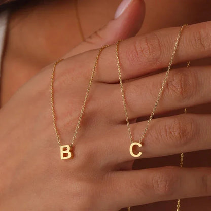 stainless steel Initial Necklace Gold  Color Cut Letters Single Name Choker Necklace For Women Pendant Jewelry Gift dropshipping