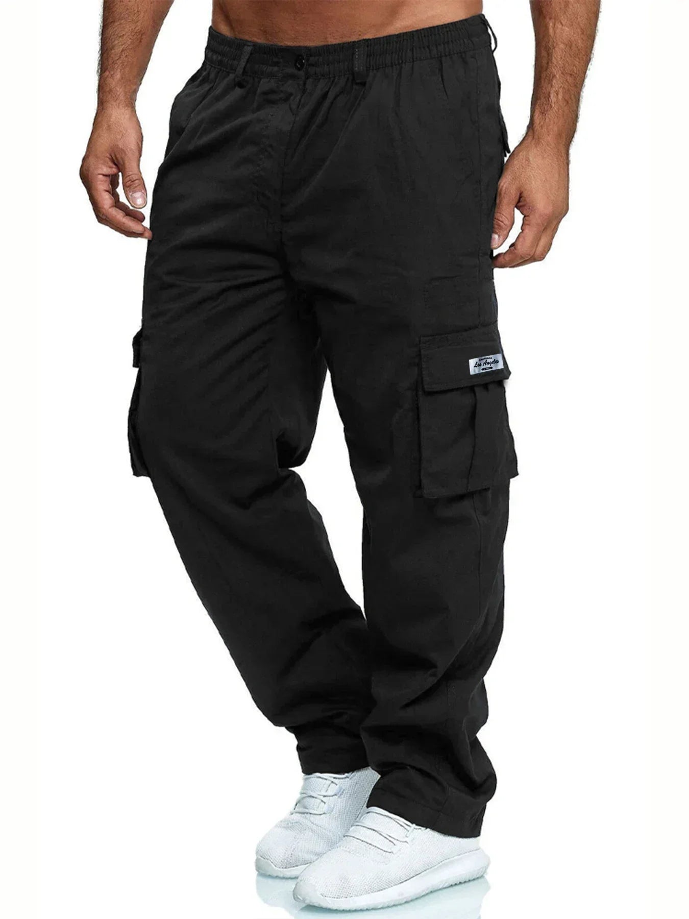 Men's Cargo Trousers Casual Multi-pocket Loose Straight Trousers Stretch-waist Spring Autumn Street Outdoor Sports Fitness Pants
