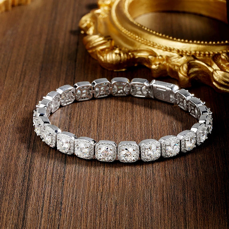 All Moissanite Tennis Bracelet Original s925 Sterling Silver Plated 18k White Gold with GRA Bracelets for Women Man