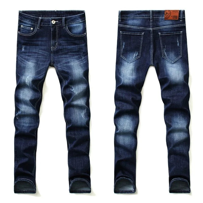 Spring and Autumn Fashion Trend Solid Color Retro Sports Straight Leg Jeans Men's Casual Comfortable Elastic High-Quality Jeans