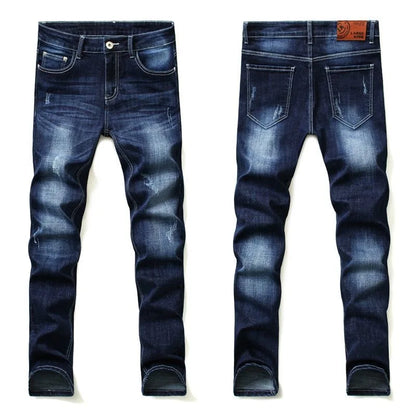Spring and Autumn Fashion Trend Solid Color Retro Sports Straight Leg Jeans Men's Casual Comfortable Elastic High-Quality Jeans