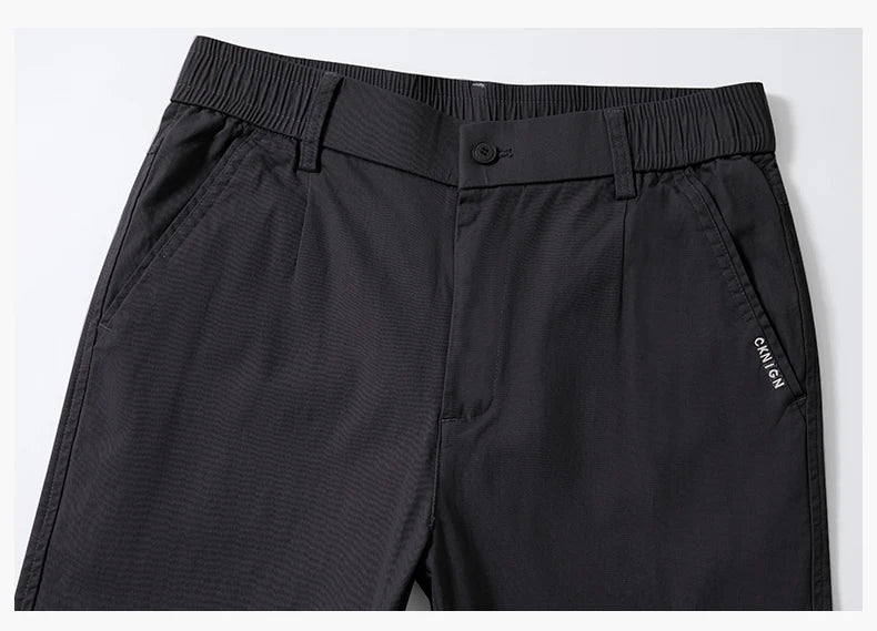 Slim Fit Straight Thin Casual Pants for Men Business Classic Stretch 98% Cotton Soft Spring Summer Trousers Brand Clothing