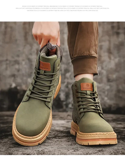 Four Seasons Men's Professional Motorcycle Riding Boots Large Size High Top Casual Leather Boots Fashion British Anti-skid Boots