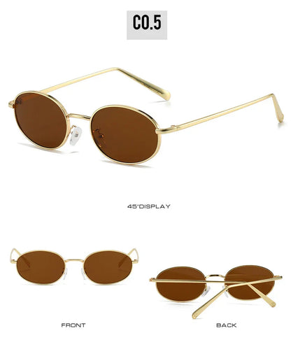 Retro Small Oval Metal Frame Women Sunglasses UV400 Men Punk Sun Glasses