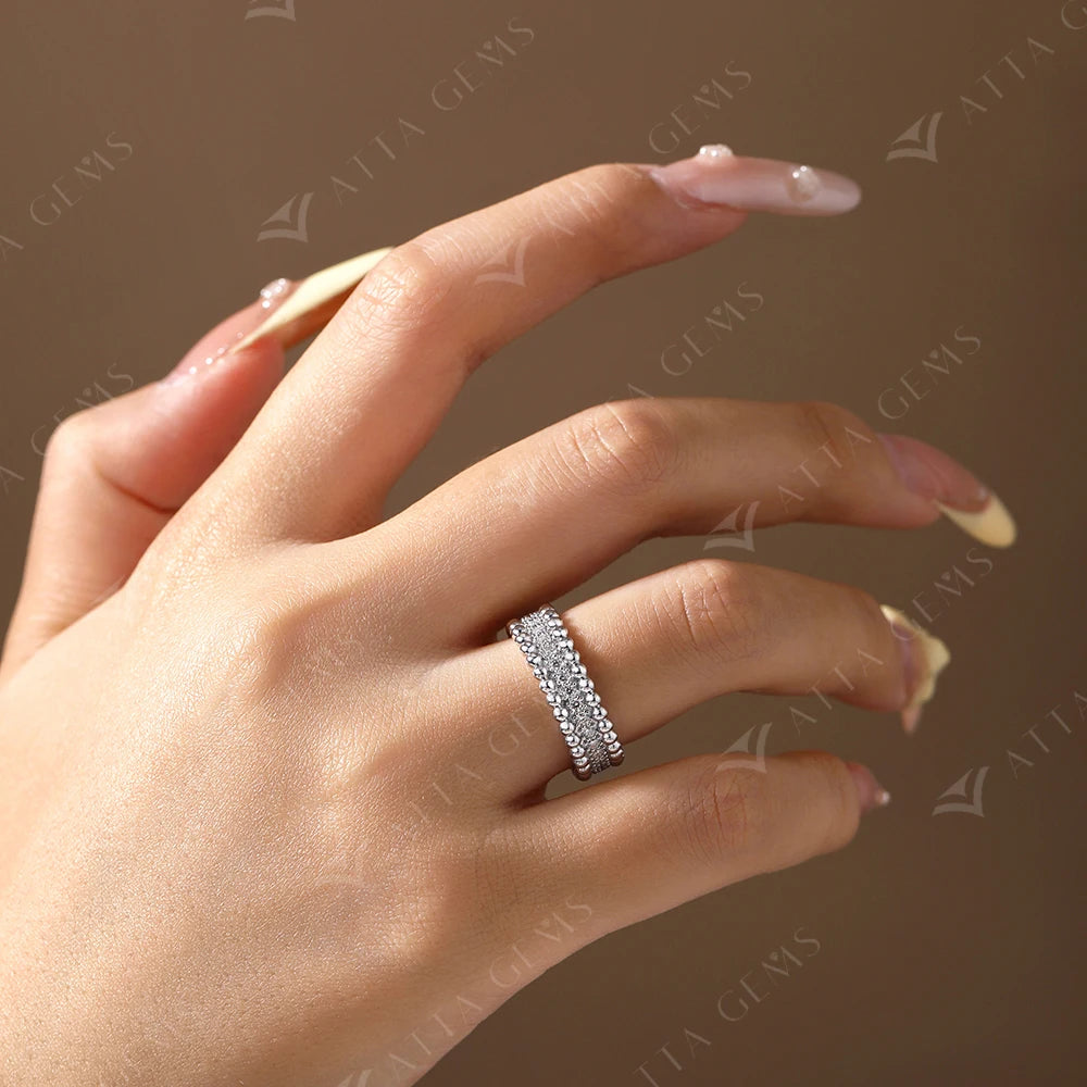 New Trends Moissanite Eternal Rings for Women S925 Sterling Silver D VVS1 Diamond Elegant Engagement Bands Fine Jewelry