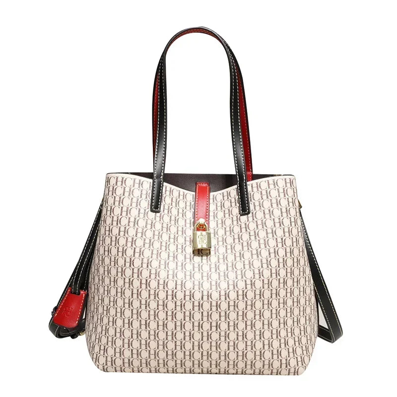 Women's Large Capacity Handbag Daily Commuting High-end Versatile PU Material Letter Printed Design Women's Crossbody Bag
