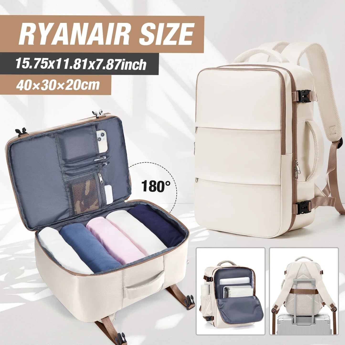 Luggage Cabin Bag, 40x30x20 Bag Men Women 15.6inch Laptop Bag Business  Travel Backpack，College School Backapck