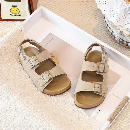 Summer Kids Toddler Girls Trendy Leopard Print Sandals Adjustable Buckle Strap Anti-Slip Soft Sole Daily Walking Outdoor Play