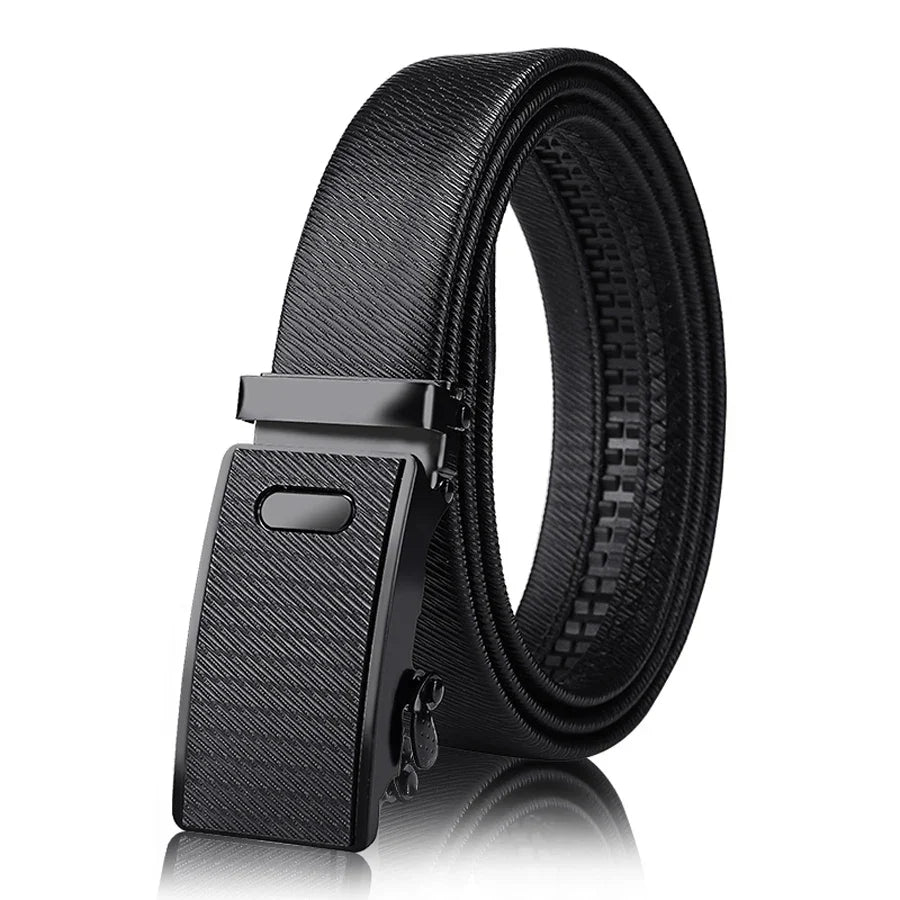 Men's leather belt with automatic buckle, Korean version trendy and casual middle-aged and young business leather pants belt