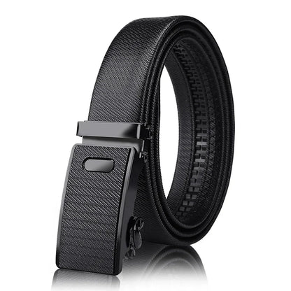 Men's leather belt with automatic buckle, Korean version trendy and casual middle-aged and young business leather pants belt