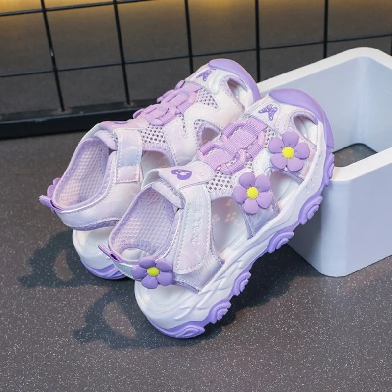 Summer Sport Sandals For Girls PU Leather Waterproof Beach Running Footwear For Children  Hollow Out Teenager Kid's Sneakers