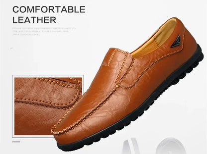 Leather Men Casual Shoes Breathable Soft Mens Loafers Italian Brand Moccasins Slip on Black Driving Shoes Plus Size 37-47