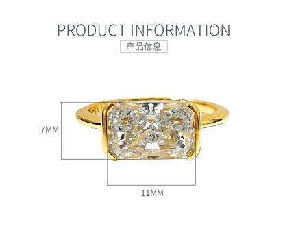 Vintage style broken ice cut 925 silver ring 7 * 11 high carbon diamond cube candy INS diamond ring light luxury gift
