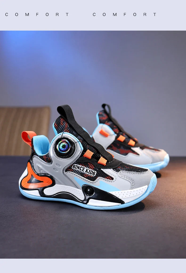 Children Fashion Sneaker Boys Casual Shoes Leather Flat Student Walking Shoes Outdoor Girl Basketball Sports Footwear