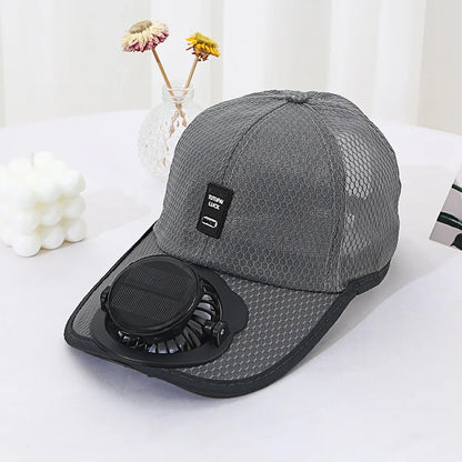 Outdoor Mesh Cap Solar Powered Charging Fan Cap Summer New Style Breathable Sunshade Sun Protection men's women's Adults Mz126