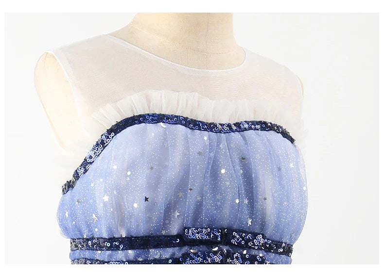 New Baby Kids Girls Elegant Printed Butterfly Flower Princess Party Tutu Dresses Children Sequins Wedding Evening Girl Clothes