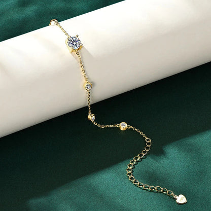 7 Stones 100% Real Moissanite Bracelets for Women D Color Four-claw S925 Sterling Silver Luxury Chain Lab Diamond Jewelry