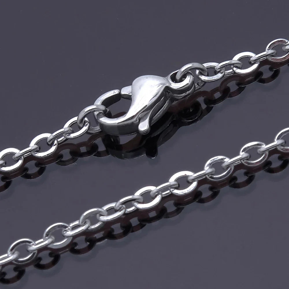 Men Women Jewerly 1mm 16" 18" 20" 22" 24" Inches Links Chain Fashion Necklace Stainless Steel Necklace Classic Pop Rolo Chains