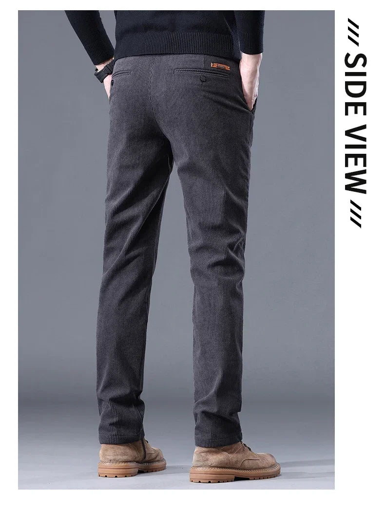 Thick Stretch Men's Corduroy Fleece Pants Fashion Business Casual Warm Chenille Male Brand Trousers Winter Thermal Pants