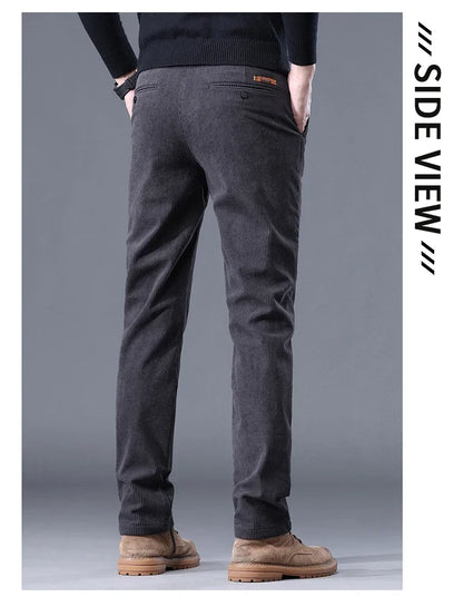 Thick Stretch Men's Corduroy Fleece Pants Fashion Business Casual Warm Chenille Male Brand Trousers Winter Thermal Pants