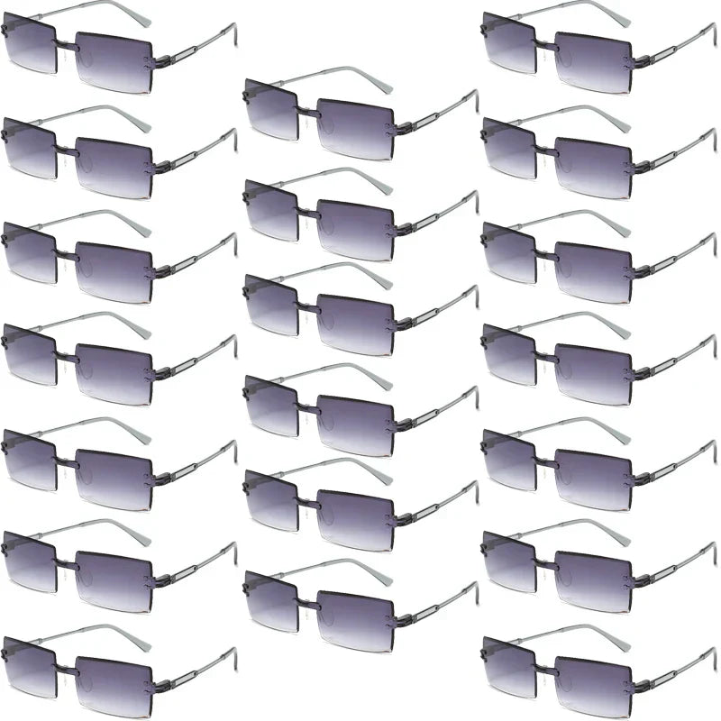 20 Pcs Per Set Rimless Rectangle Sunglasses Fashion Gradient Ocean Lenses Shades Ins Trendy Beach Vacation Sun Glasses