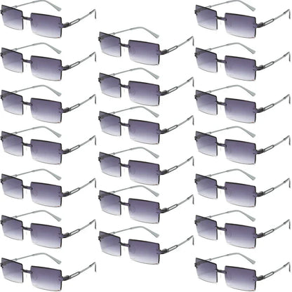 20 Pcs Per Set Rimless Rectangle Sunglasses Fashion Gradient Ocean Lenses Shades Ins Trendy Beach Vacation Sun Glasses