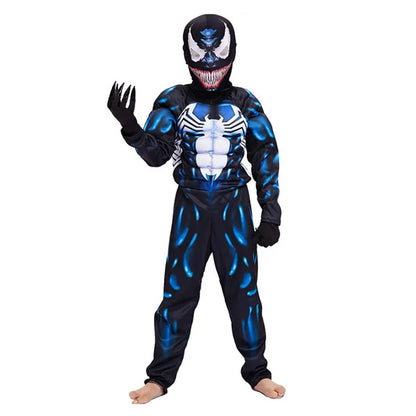 Kids Superhero Black Spider Costume Ghost Costume Onesie 3D Spandex Unisex Jumpsuit Bodysuit for Kids Halloween Cosplay