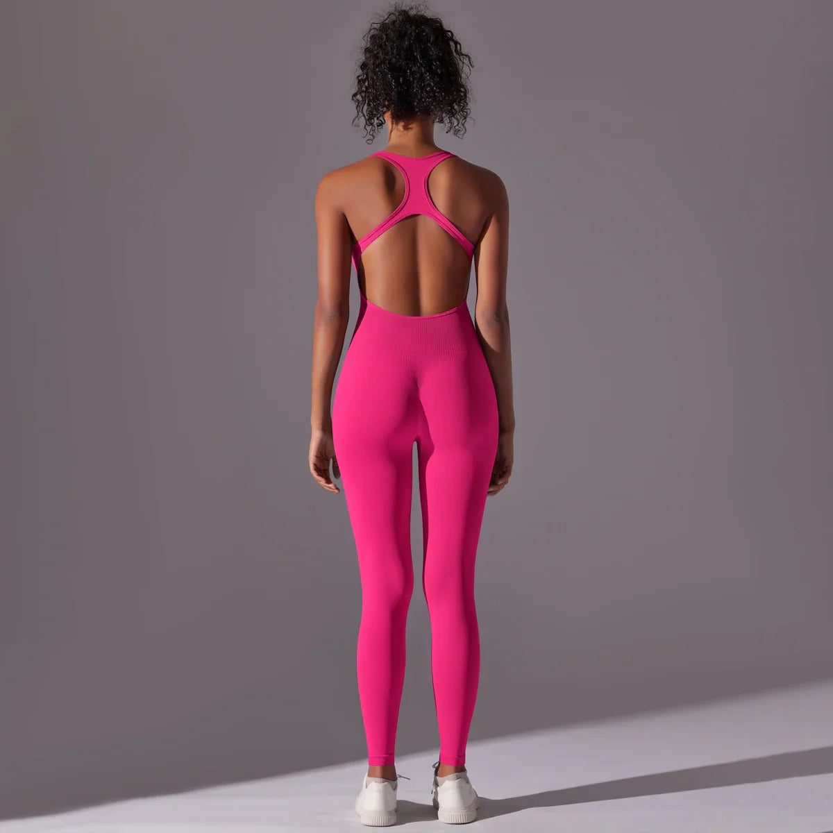 Backless Yoga Bodysuit Women Sports Jumpsuit Fitness Sportswear Workout Set Solid Color Seamless Butt Lifting Yoga Bodysuit