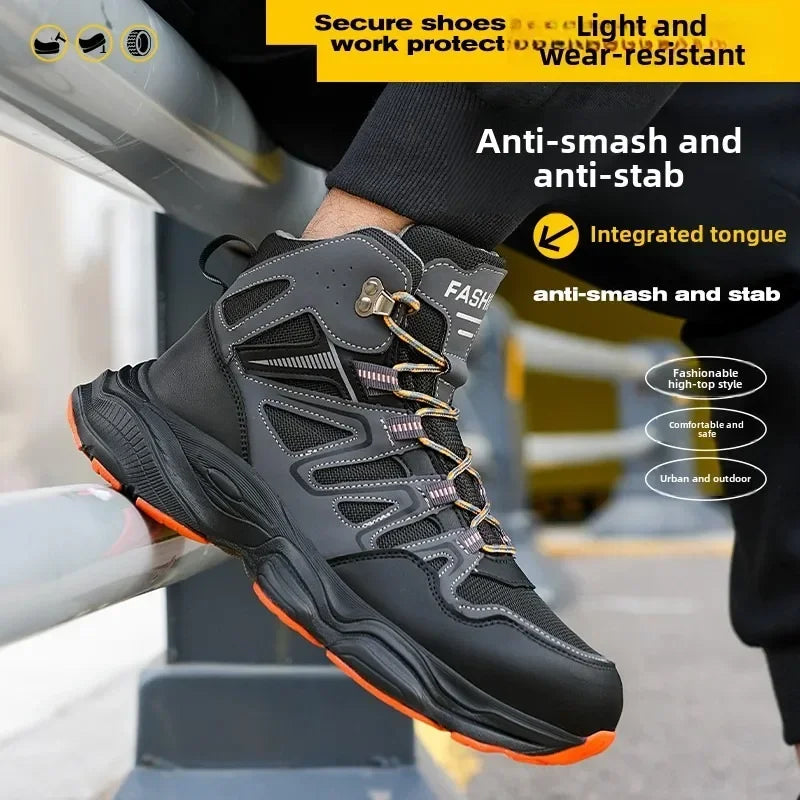 Ankle-Length Men Safety Boots Anti-smash Anti-stab Construction Work Steel Toe Shoes Male Work Boots Work Safety Shoes