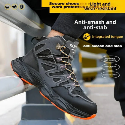 Ankle-Length Men Safety Boots Anti-smash Anti-stab Construction Work Steel Toe Shoes Male Work Boots Work Safety Shoes