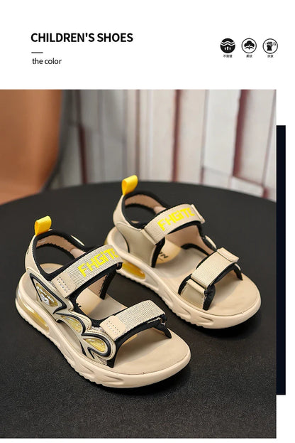 Summer Children's Sandals Outdoor Water Beach Breathable Speed Drying Shoes Boys Open Toe PU Air Cushion Sandals 28-39