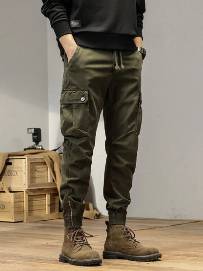 2025 New Multi-Pockets Spring Summer Cargo Pants Men Streetwear Zipper Leg Skinny Work Joggers Cotton Casual Tactical Trousers