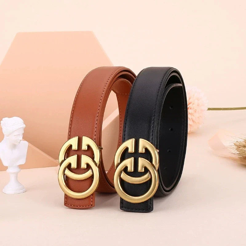 Ladies genuine leather belt, versatile decoration for business and casual wear, simple and fashionable, with a high-end feel.