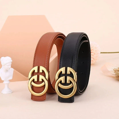 Ladies genuine leather belt, versatile decoration for business and casual wear, simple and fashionable, with a high-end feel.