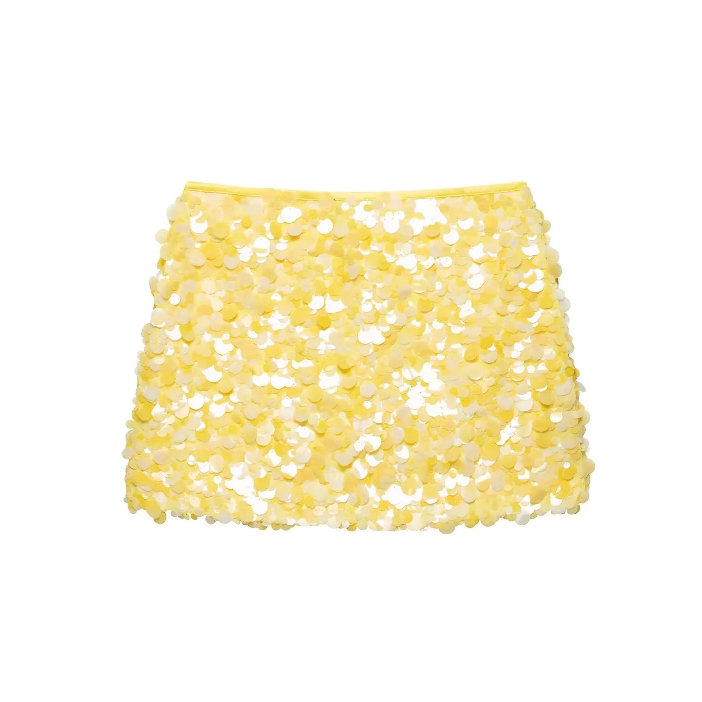 Women Y2K With Sequined Solid A-Line Mini Skirt Side Zipper High Waist Female Chic Lady Casual Skirts