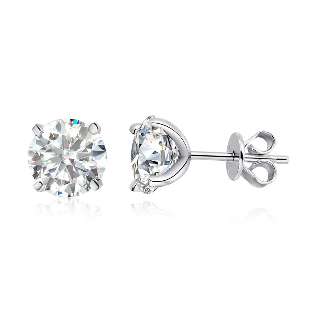 1CT Round Moissanite Stud Earrings for Women 925 Sterling Silver Plated 18K Classic Wedding Sparkling Lab Diamond Earring
