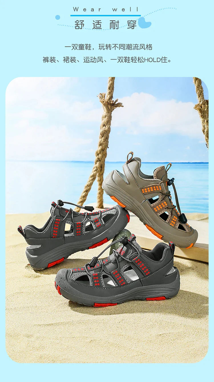 Summer New Children's Outdoor Beach Sandals Anti slip and Wear Resistant Mountaineering Shoes Fashion Casual Breathable Sandals