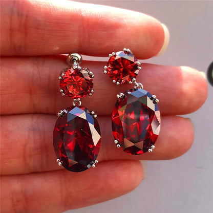 925 Sterling Silver Big Oval CZ Women Drop Earrings Elegant Female Accessories Brilliant Cubic Zirconia Earring Trendy Jewelry
