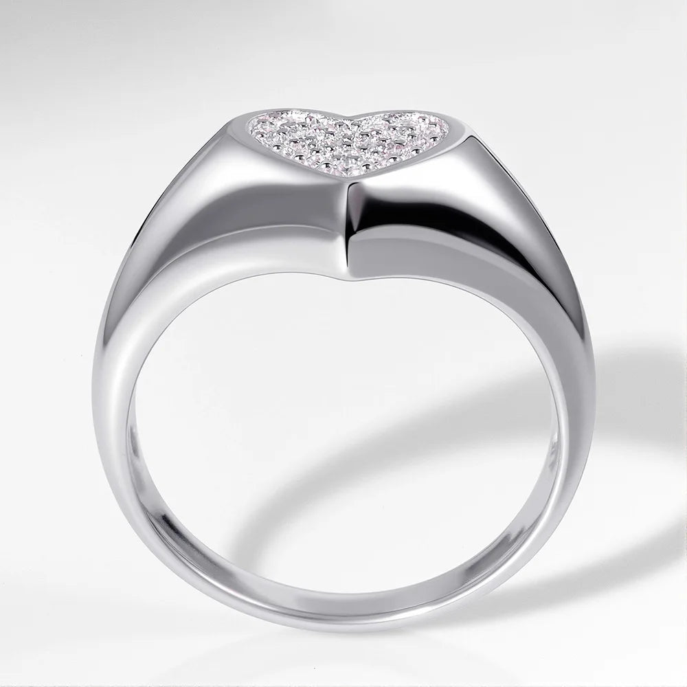 D VVS1 Heart Moissanite Engagement Ring 925 Sterling Silver Plated 18k White Gold Diamond Rings for Women Brithday Gift