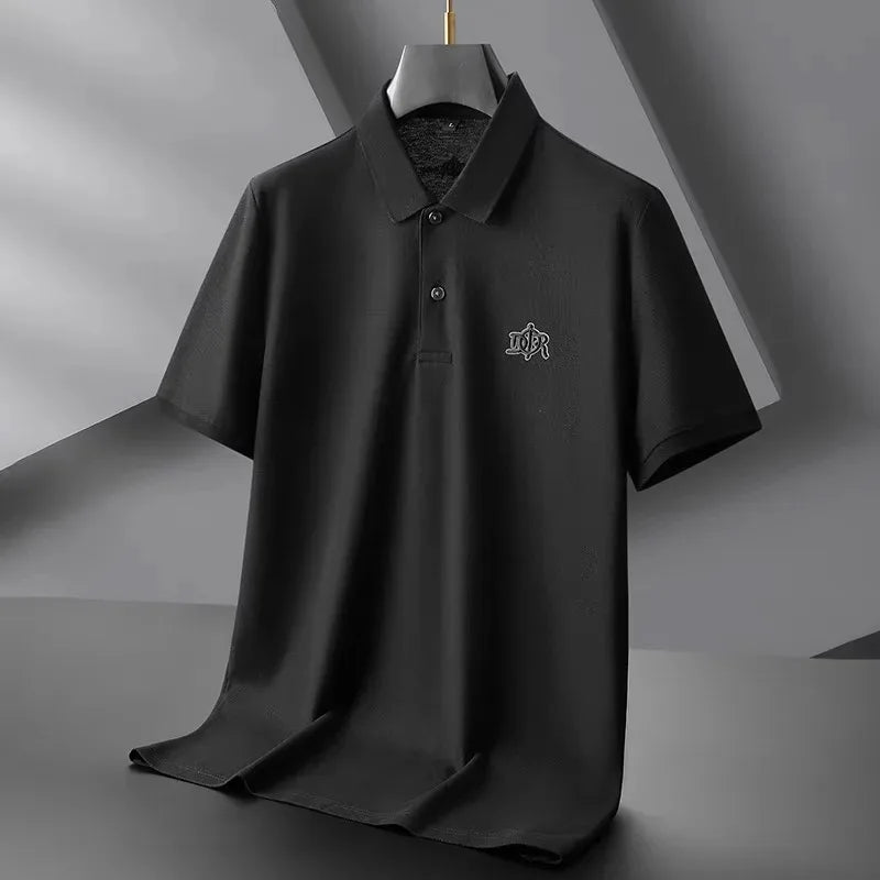 Designer brand 100%cotton short sleeve polo shirt summer trend letter embossed lapel top casual golf T-shirt business men's wear