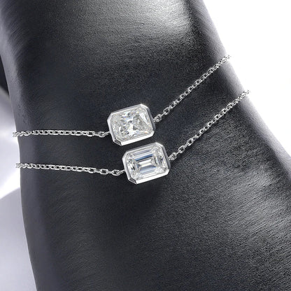 1/2CT Emerald Radiant Cut Moissanite Bracelets for Women Men Adjustable 15-20cm Chain 925 Sterling Silver Jewelry Fine