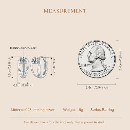 0.3CT Moissanite Hoop Earrings Double Layer Huggie Earring D Color VVS1 Round Cut Hypoallergenic Lightweight Jewelry Gift