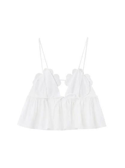 2025 Women Fashion  Rhinestone Floral Poplin Tank Tops Sexy Backless Tied Thin Straps Female Female Camis Top Mujer