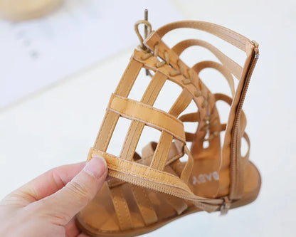 Children Sandals High-top Kids Girls Sandals Baby Sandals High Quality Flat Cut-Outs Beach Sandals
