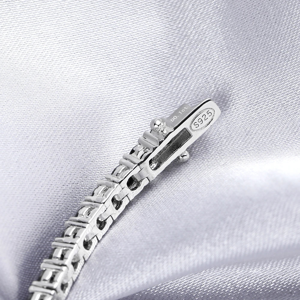 3mm 0.1CT Gradient Color Black Grey White Moissanite Diamond Tennis Bracelet for Men Women Unisex 925 Silver Link Bracelets