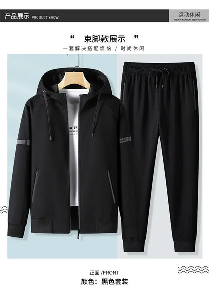 Thicker Fleece Jacket+Pants 2 Pieces Men Winter Tracksuit Sets Black Red Gray Sets Hoodies Casual Hooded Warm Sweatshirts+Pants