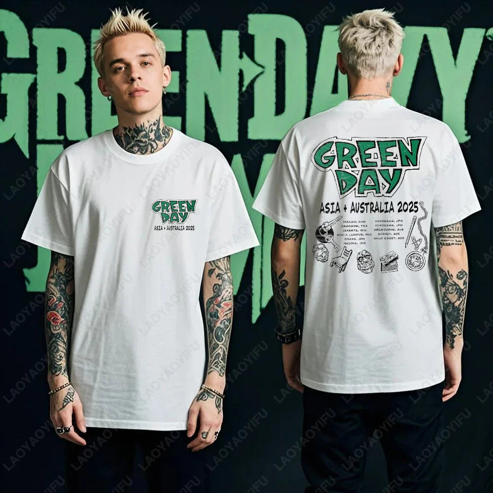 Green Day Tour 2025 Asia and Australia Tour Graphic T Shirts Summer Woman Man Fans High Quality Cotton T-shirt Music Festival