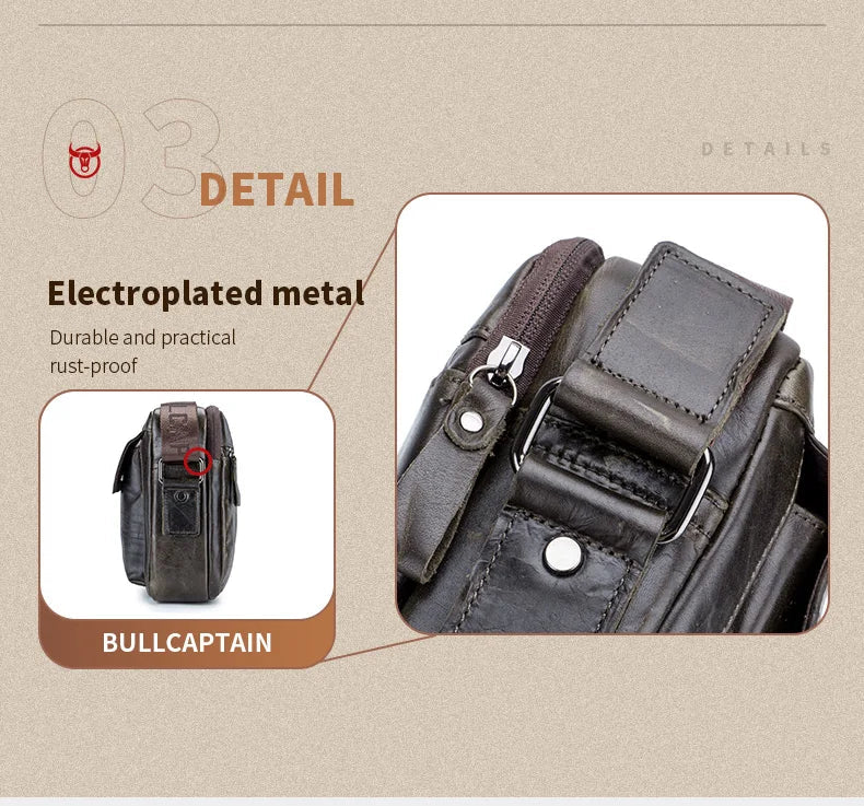 Genuine Leather Men's Crossbody Bag Large Capacity Casual Multifunctional Handbag A Fashion Business Briefcase